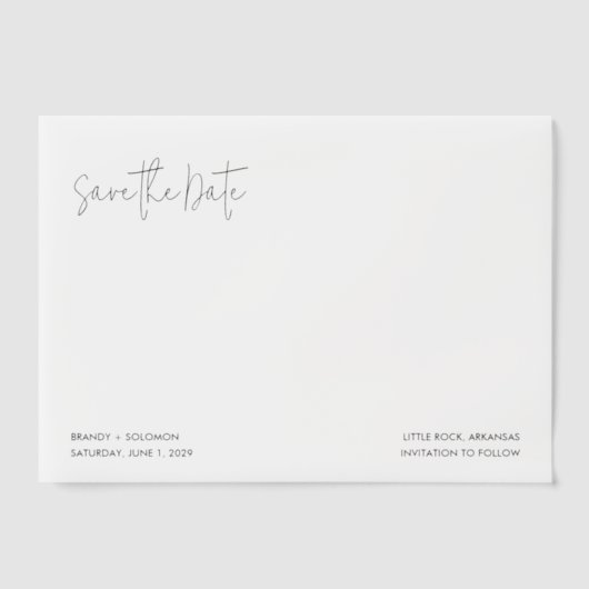 Brandy Simple Modern Wedding Save the Date Vellum Uitnodigingen (Voorkant)