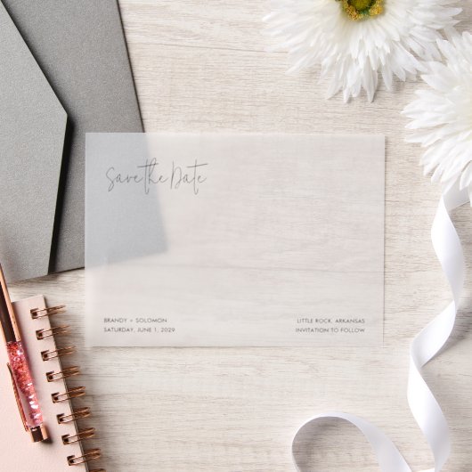 Brandy Simple Modern Wedding Save the Date Vellum Uitnodigingen (Huwelijk)