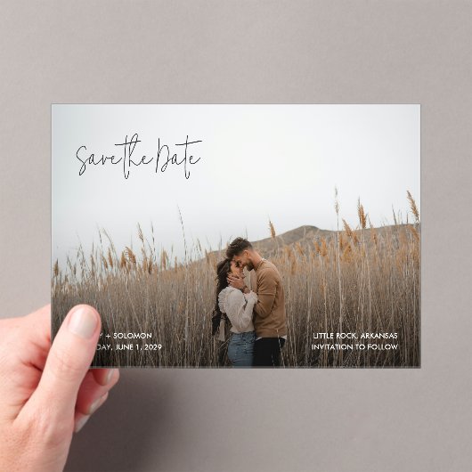 Brandy Simple Photo Modern Wedding Save the Date Acryl Uitnodigingen (Insitu (Draagbaar))