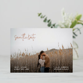 Brandy Simple Photo Modern Wedding Save the Date Folie Uitnodiging