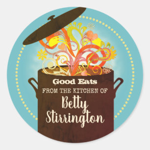 Brankelende aroma's voor het koken van soesovensau ronde sticker