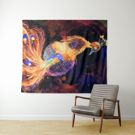 Branning Phoenix Peacock Wandkleed (In Situ (horizontaal))