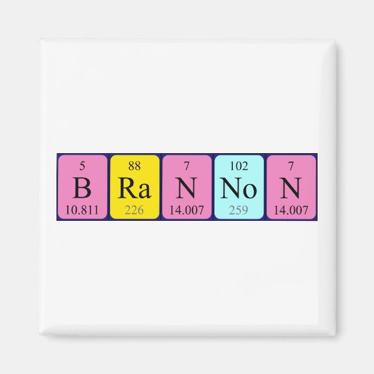 Brannon periodiek table name magnet (Voorkant)