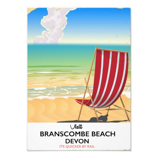 Branscombe Beach Devon vintage zeeposter Foto Afdruk (Voorkant)