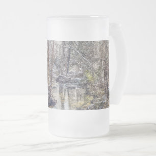 Branson Herfst Creek Winter Snow Painterly Frosted Matglas Bierpul