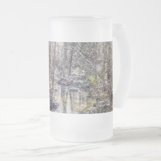 Branson Herfst Creek Winter Snow Painterly Frosted Matglas Bierpul (Voorkant rechts)