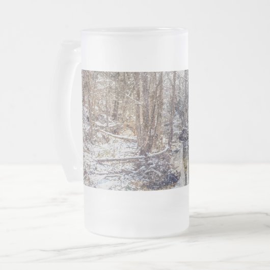 Branson Herfst Creek Winter Snow Painterly Frosted Matglas Bierpul (Voorkant links)