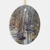 Branson Herfst Creek Winter Snow Painterly Keramisch Ornament (Rechts)