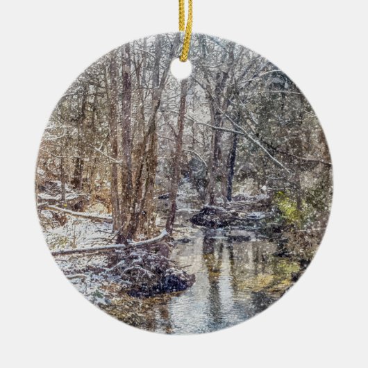Branson Herfst Creek Winter Snow Painterly Keramisch Ornament (Voorkant)