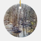 Branson Herfst Creek Winter Snow Painterly Keramisch Ornament (Achterkant)