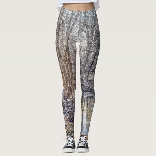 Branson Herfst Creek Winter Snow Painterly Leggings (Voorkant)