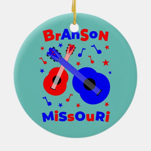 Branson Missouri Family Vacation Guitar Keramisch Ornament (Achterkant)