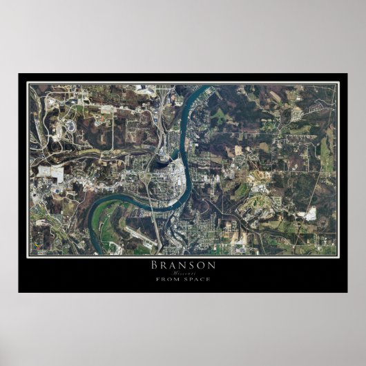 Branson Missouri Satellite Poster Map (Voorkant)