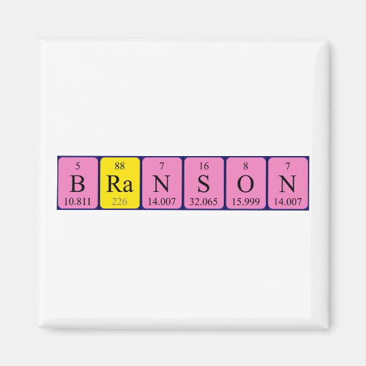 Branson periodiek table name magnet (Voorkant)