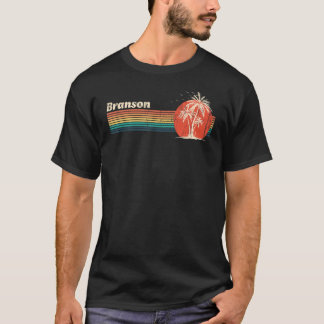 Branson Zonsondergang jaren 80 Palmbomen Retro Va T-shirt