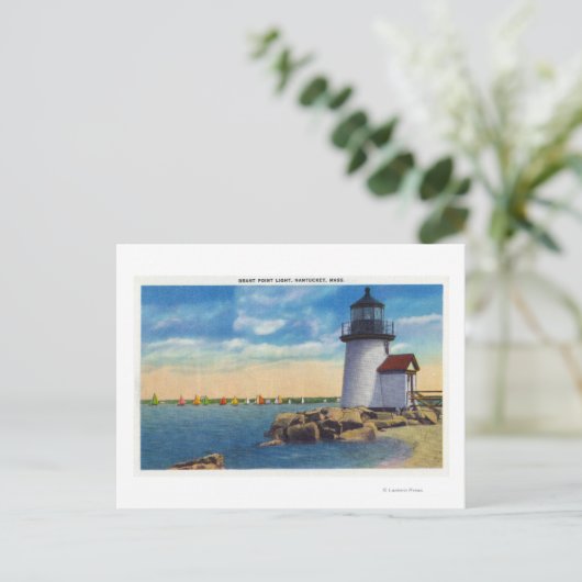 Brant Point Lighthouse Scene Briefkaart (Staand voorkant)