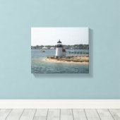 Brant Point Vuurtoren Nantucket Cottage Canvas Afdruk (Insitu (Houten vloer))