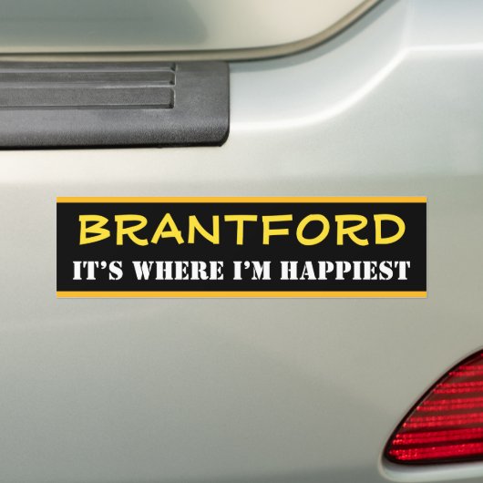 "BRANTFORD" — "IT IS WAAR IK HET HOOFD BEN" (Canad Bumpersticker (Op auto)