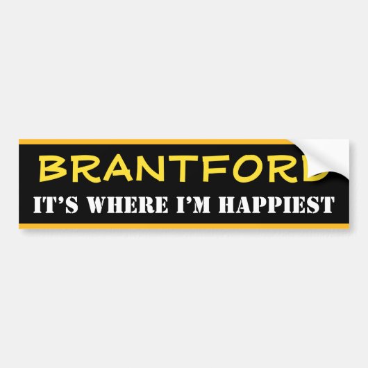 "BRANTFORD" — "IT IS WAAR IK HET HOOFD BEN" (Canad Bumpersticker (Voorkant)