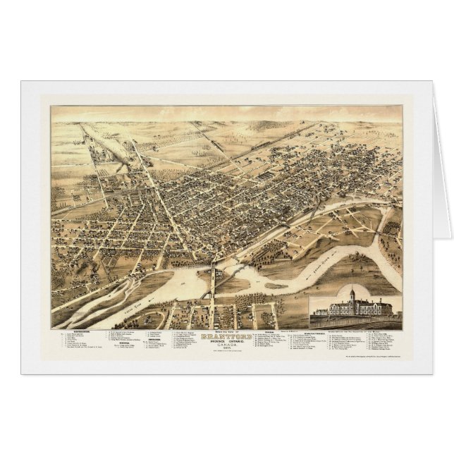 Brantford, ON, Canada Panoramic Map - 1875 (Voorkant Horizontaal)
