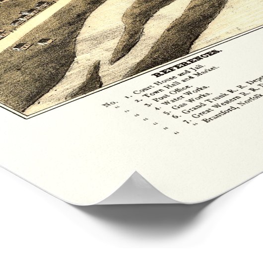 Brantford, ON, Canada Panoramic Map - 1875 Poster (Hoek)