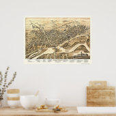 Brantford, ON, Canada Panoramic Map - 1875 Poster (Keuken)