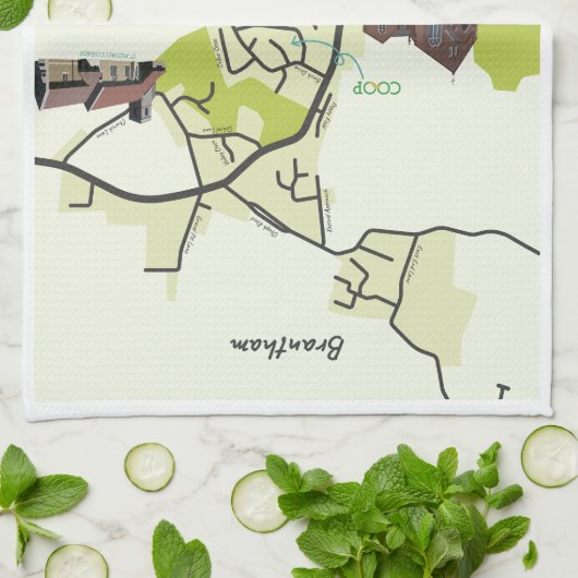 Brantham kaart theedoek (Gevouwen)