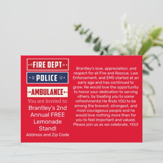 Brantley's Fire Police Ambulance Thunder_Cove Post Kaart (Staand voorkant)