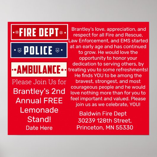 Brantley's Fire Police Ambulance Thunder_Cove Post Poster (Voorkant)