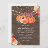 Branzend Sinaasappel Burgundy Floral Pumpkin Wood Kaart (Voorkant)