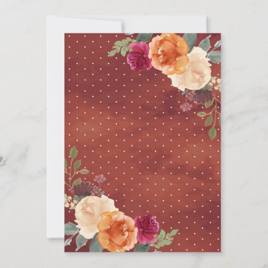 Branzend Sinaasappel Burgundy Floral Pumpkin Wood  Kaart (Achterkant)