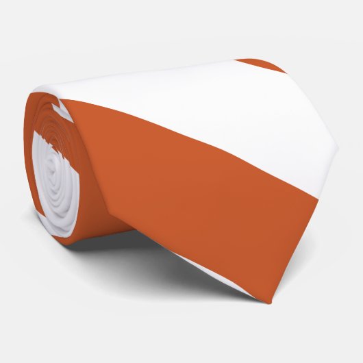 Branzend Sinaasappel en White Broad University Str Stropdas (Opgerold)
