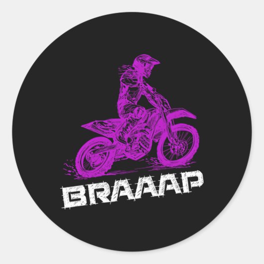 Brap Braap Motorcross Accessoires Dirt Bike Ronde Sticker (Voorkant)