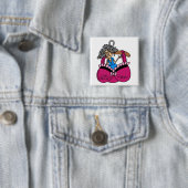 Bras en rimpels Humor Vierkante Button 5,1 Cm (In situ)
