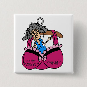 Bras en rimpels Humor Vierkante Button 5,1 Cm