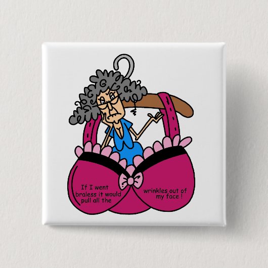 Bras en rimpels Humor Vierkante Button 5,1 Cm (Voorkant)