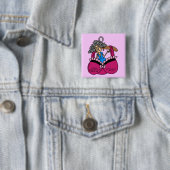 Bras en rimpels Humor Vierkante Button 5,1 Cm (In situ)