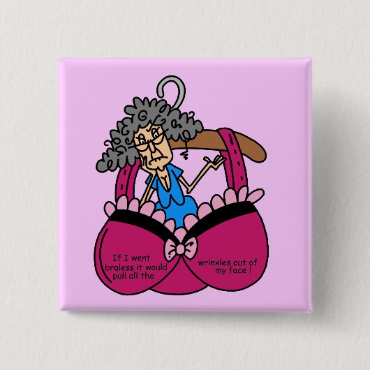 Bras en rimpels Humor Vierkante Button 5,1 Cm (Voorkant)