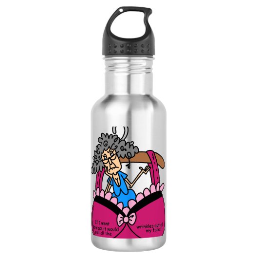 Bras en rimpels Humor Waterfles (Voorkant)
