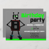Brash Robot Boys Birthday Party Kaart (Voorkant / Achterkant)
