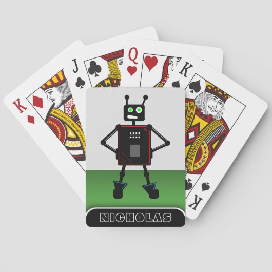 Brash Robot Green - Personalized Robot Pokerkaarten (Achterkant)
