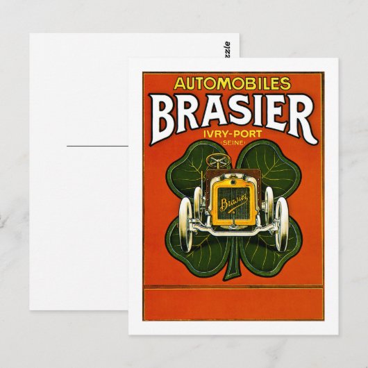 Brasier Automobiles Vintage French Advertisement Briefkaart (Voorkant / Achterkant)