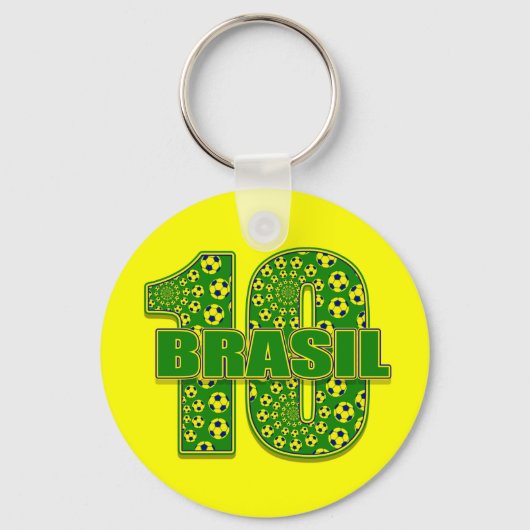 Brasil 10 - Brazilië nummer 10 voetbalcadeaus Sleutelhanger (Voorkant)