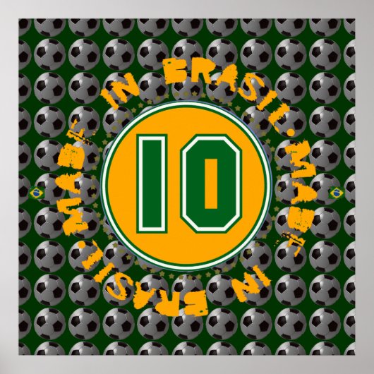 brasil 10 football wandbekleding poster (Voorkant)