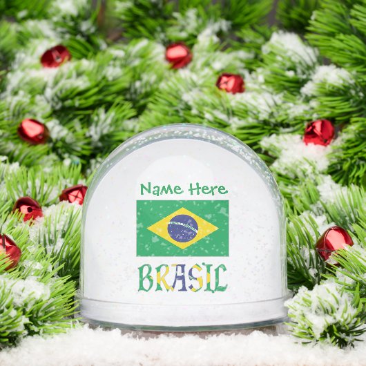 Brasil Bandiera Brazilië Groen Gepersonaliseerd Sneeuwbol (Kerstmis)