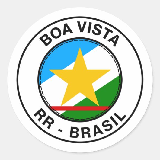 Brasil Boa Vista Roraima Bandeira Stamp Ronde Sticker (Voorkant)