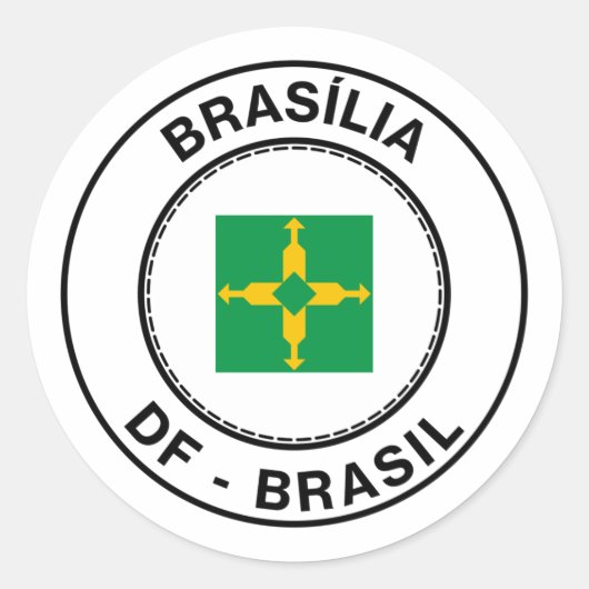 Brasil Brasilia Distrito Federal DF Bandeira Stamp Ronde Sticker (Voorkant)
