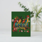 Brasil Brazil Tropical floral rainforest birds art Briefkaart (Staand voorkant)