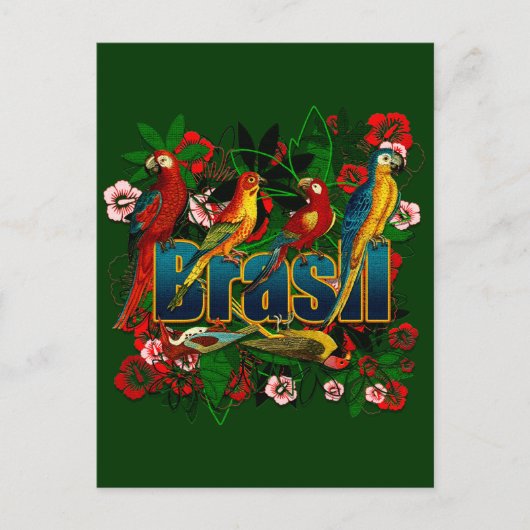 Brasil Brazil Tropical floral rainforest birds art Briefkaart (Voorkant)