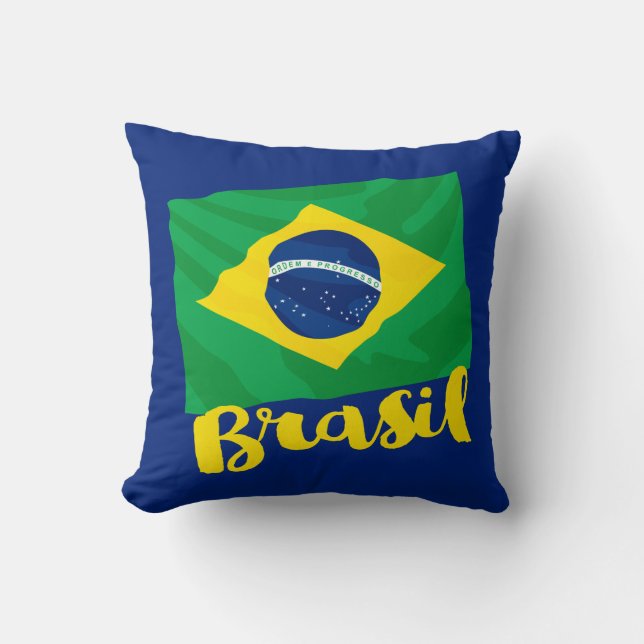 Brasil Brazilië Vlag Worp Kussen (Voorkant)